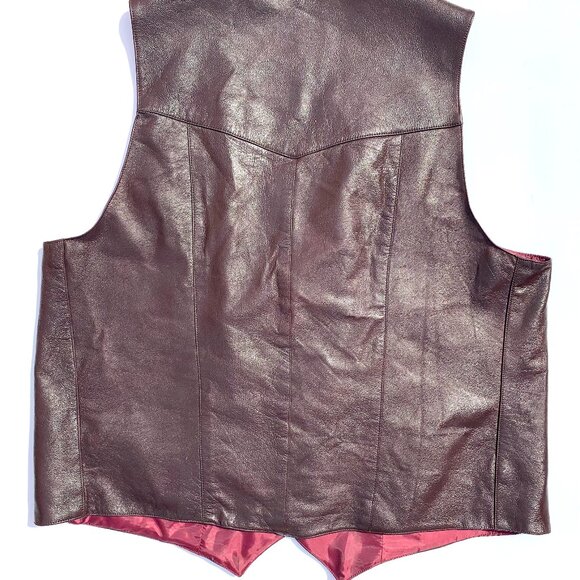 Men’s Custom Dark Brown Leather Vest w/Front Pockets & Buttons, Size 46R - Picture 3 of 8